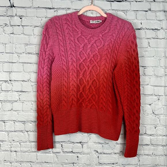 PLY-KNITS Merino Wool Ombre Sweater Pink/Orange XL* - Picture 4 of 5